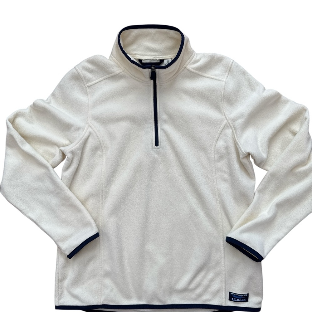 L.L. Bean Women’s Cream‎ Off White 1/2 Zip Up Pullover Outdoors Size Medium Logo